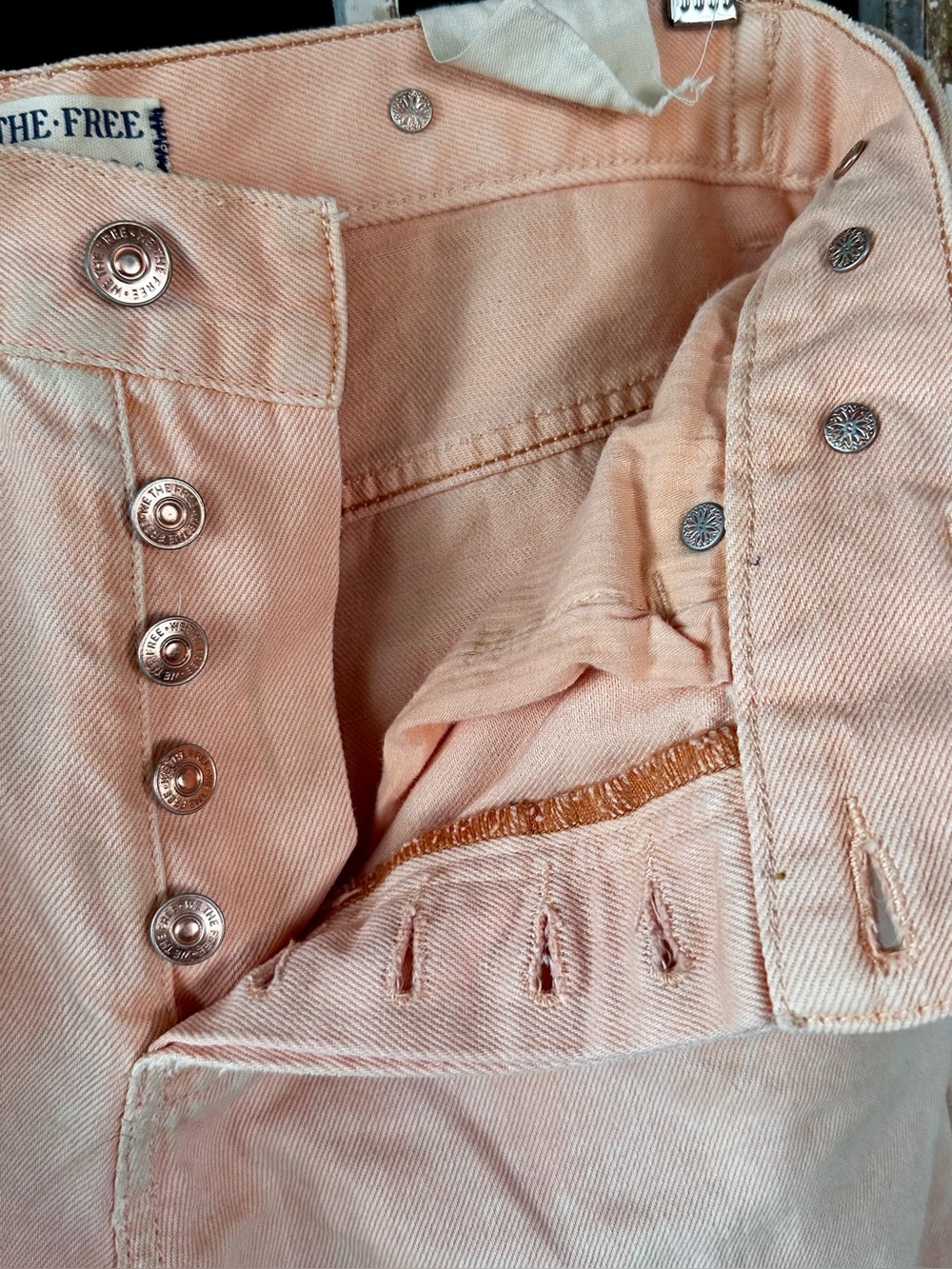 NWOT Free People We The Free Electric Feels Dropped Wide Leg Jeans Peach 26 - Picture 6 of 8